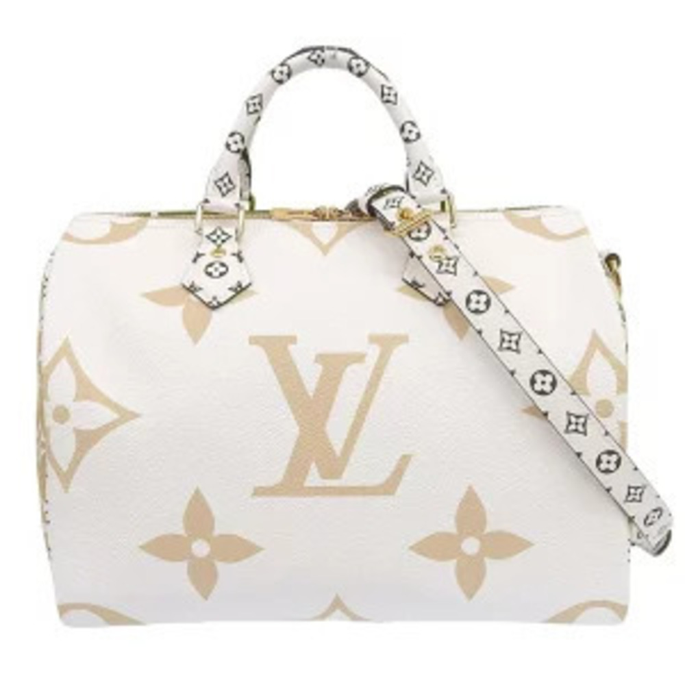 Louis Vuitton Monogram Giant Speedy Top Handle Bag Canvas Leather Cream - Picture 10 of 10
